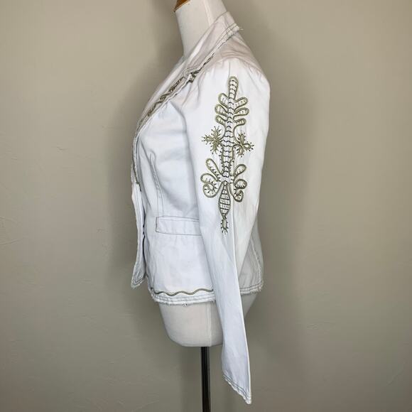 NWT Lovestitch White Embroidered Blazer Size Medium - Picture 3 of 10